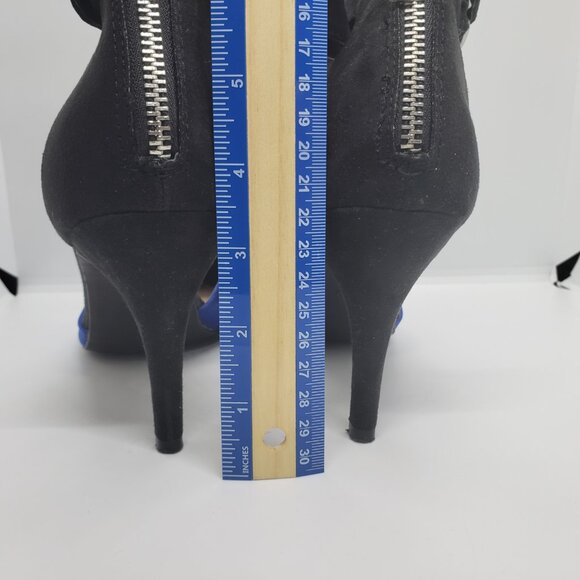 Blue Point Toe Suede Pumps Women's 10 Mossimo Supply Ankle Strap Zip Heels - Picture 6 of 14